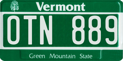 VT license plate OTN889