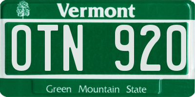 VT license plate OTN920