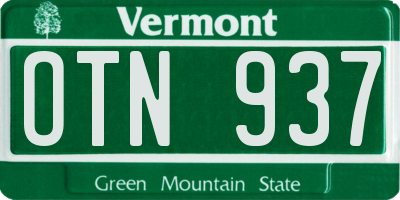 VT license plate OTN937