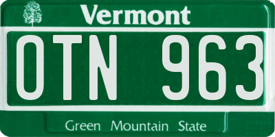 VT license plate OTN963