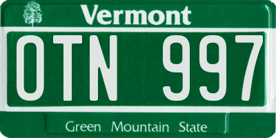VT license plate OTN997