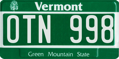 VT license plate OTN998
