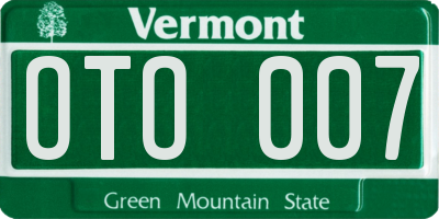 VT license plate OTO007