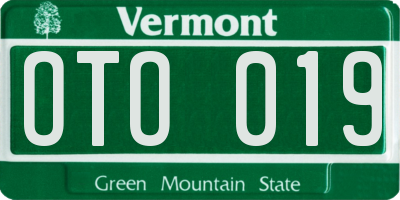 VT license plate OTO019