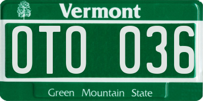 VT license plate OTO036
