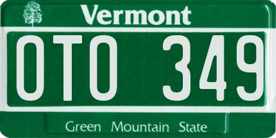 VT license plate OTO349