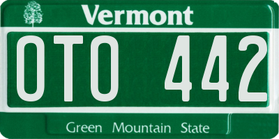 VT license plate OTO442
