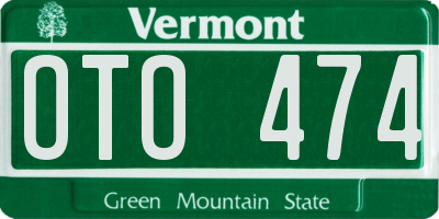 VT license plate OTO474