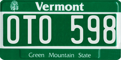 VT license plate OTO598