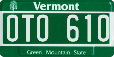 VT license plate OTO610