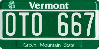 VT license plate OTO667