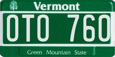VT license plate OTO760