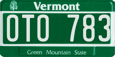 VT license plate OTO783