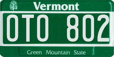 VT license plate OTO802