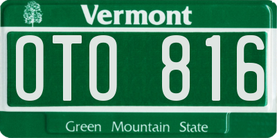 VT license plate OTO816