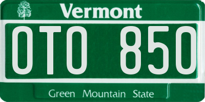 VT license plate OTO850