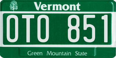 VT license plate OTO851