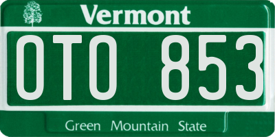 VT license plate OTO853
