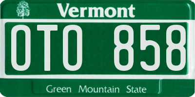 VT license plate OTO858
