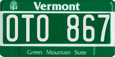 VT license plate OTO867