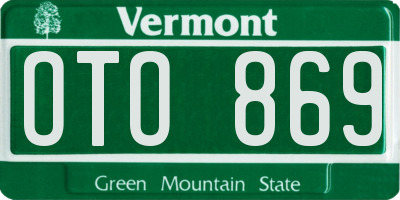 VT license plate OTO869
