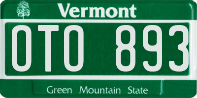 VT license plate OTO893