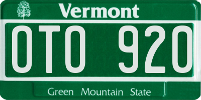 VT license plate OTO920