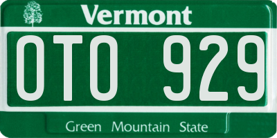VT license plate OTO929