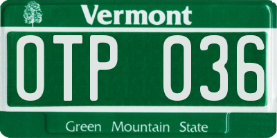 VT license plate OTP036