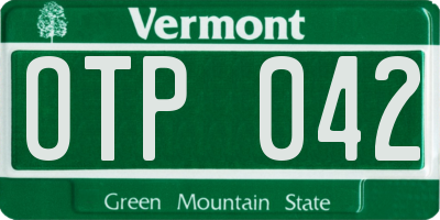 VT license plate OTP042