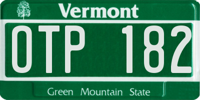 VT license plate OTP182