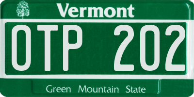 VT license plate OTP202