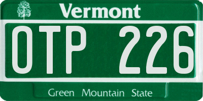 VT license plate OTP226