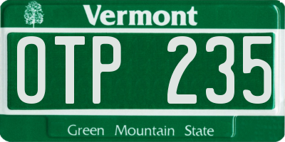 VT license plate OTP235