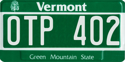 VT license plate OTP402