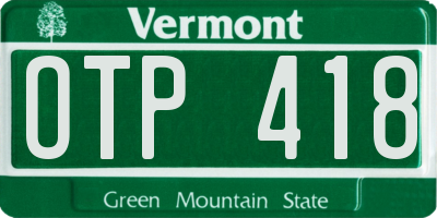 VT license plate OTP418