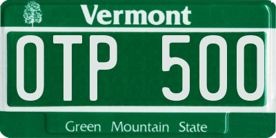 VT license plate OTP500