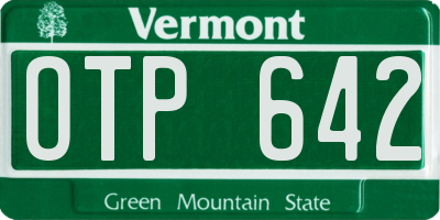 VT license plate OTP642