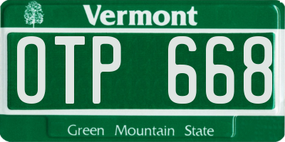 VT license plate OTP668