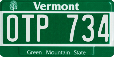 VT license plate OTP734