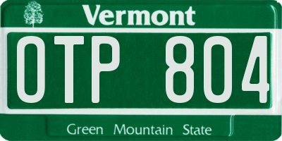 VT license plate OTP804
