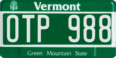 VT license plate OTP988
