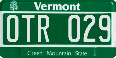 VT license plate OTR029