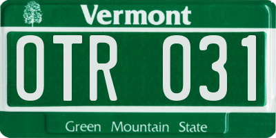 VT license plate OTR031