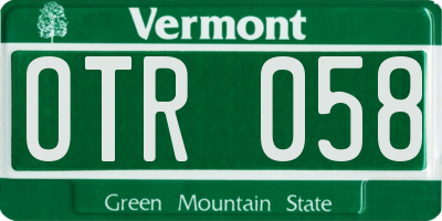 VT license plate OTR058