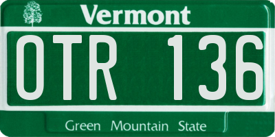 VT license plate OTR136