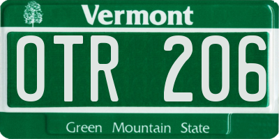 VT license plate OTR206