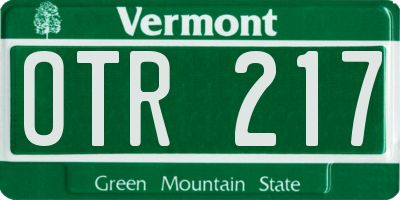 VT license plate OTR217
