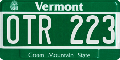 VT license plate OTR223