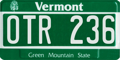 VT license plate OTR236